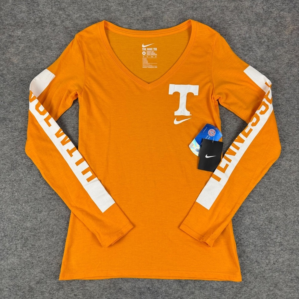 Nike Tennessee Volunteers Vols T-Shirt Athletic Cut Long Sleeve Orange Womens XS
